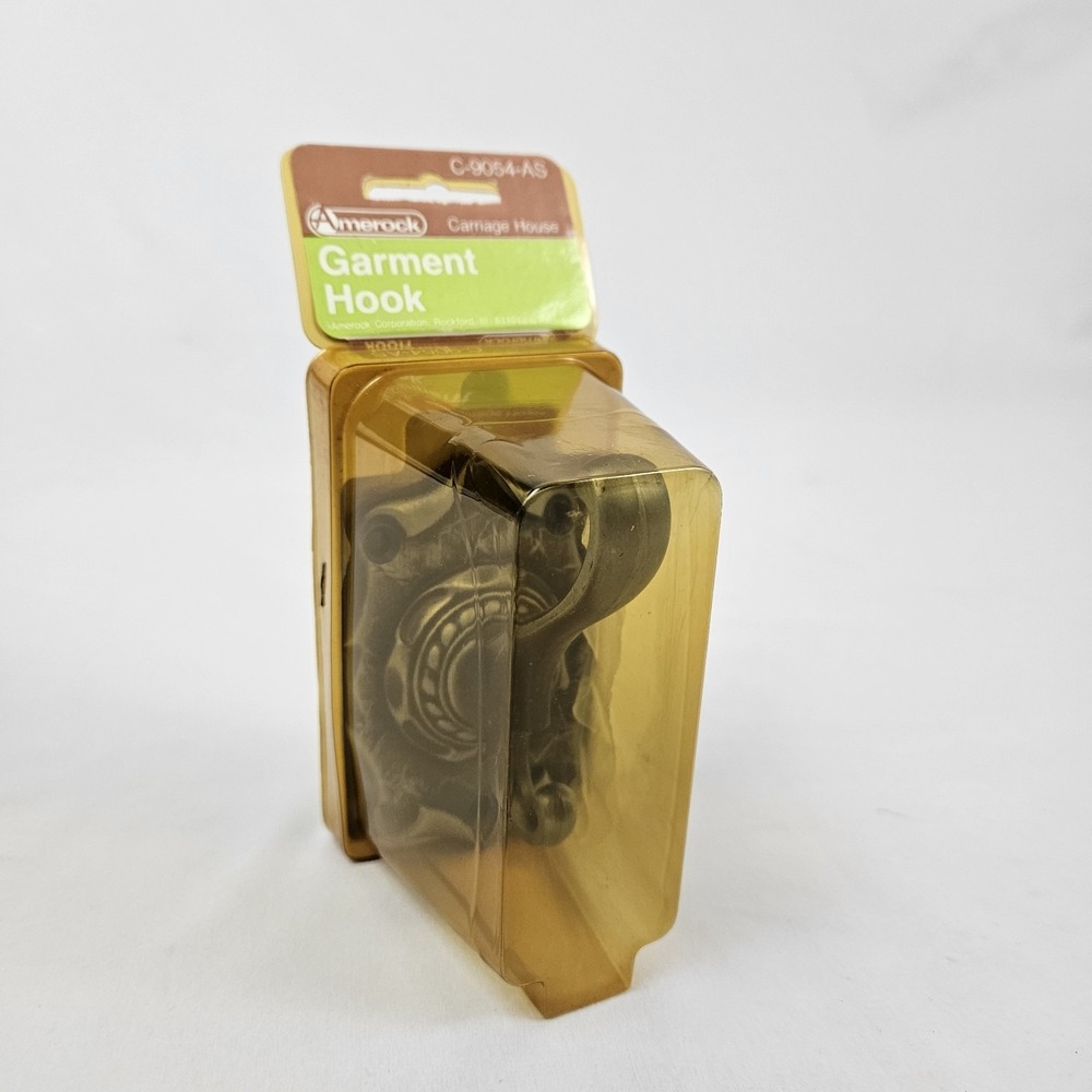 Vintage Amerock Carriage House Wall Mounted Robe Garment Hook Antique Brass NOS